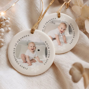 Eerste kerstfeest als opa 2 foto gepersonaliseerd keramisch ornament