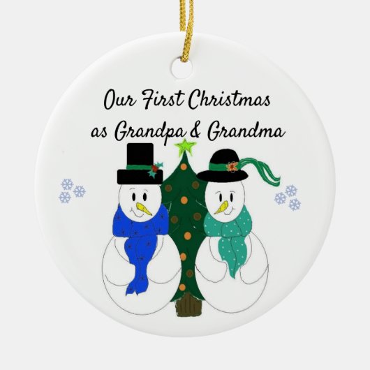 Eerste kerstfeest als opa en oma keramisch ornament (Voorkant)