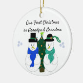 Eerste kerstfeest als opa en oma keramisch ornament (Links)