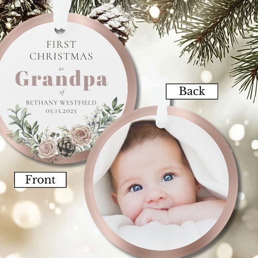 Eerste kerstfeest als opa foto-aandenken ornament