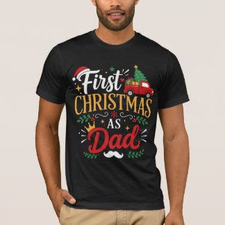 Eerste kerstfeest als papa vintage T-shirt Nieuwe