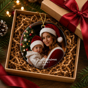 Eerste kerstfeest als tante foto-aandenken keramisch ornament