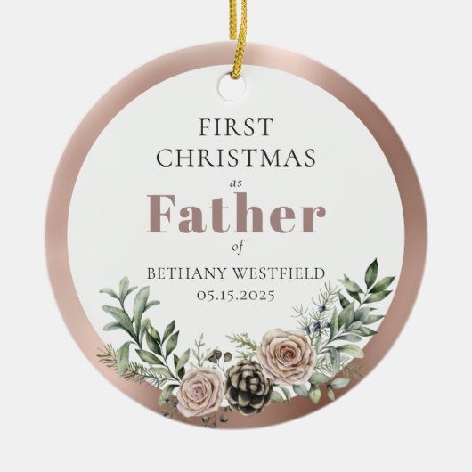 Eerste kerstfeest als vader foto-aandenken keramisch ornament (Voorkant)
