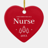 Eerste kerstfeest als verpleegster Rood Keramisch Ornament (Voorkant)