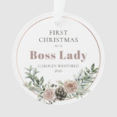 Eerste kerstfeest als vrouwelijke baas Naam Jaar Ornament (voorkant)