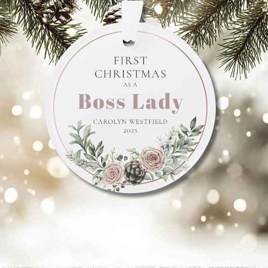 Eerste kerstfeest als vrouwelijke baas Naam Jaar Ornament