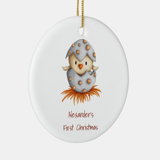 Eerste kerstfeest Baby Bird Aangepast Keramisch Ornament (Rechts)