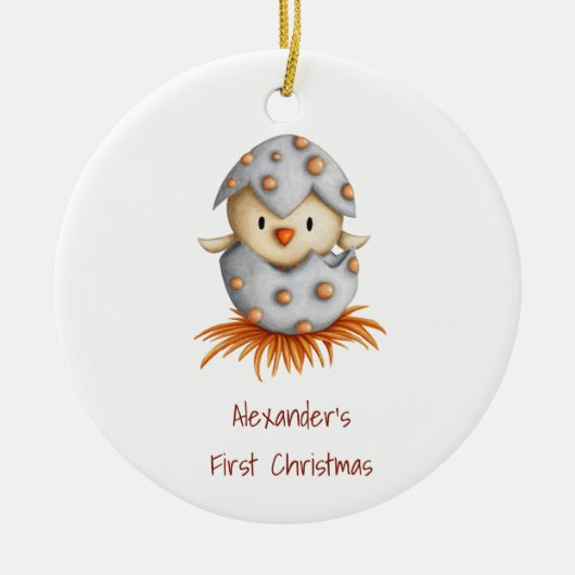 Eerste kerstfeest Baby Bird Aangepast Keramisch Ornament (Voorkant)