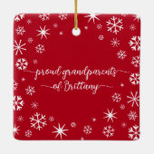 Eerste kerstfeest Baby Foto Snowflakes Grootouders Keramisch Ornament (Achterkant)