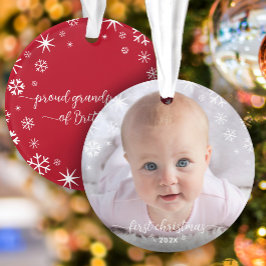 Eerste kerstfeest Baby Foto Snowflakes Grootouders Ornament
