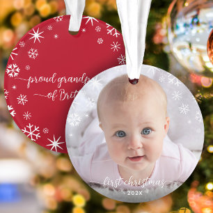 Eerste kerstfeest Baby Foto Snowflakes Grootouders Ornament