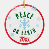Eerste kerstfeest baby jongen blauwe hoed NAAM Keramisch Ornament (Achterkant)