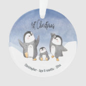 Eerste kerstfeest Baby Penguin Monogrammed Ornament (voorkant)