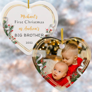 Eerste kerstfeest Big Brother Love Gold Lijst Foto Ornament