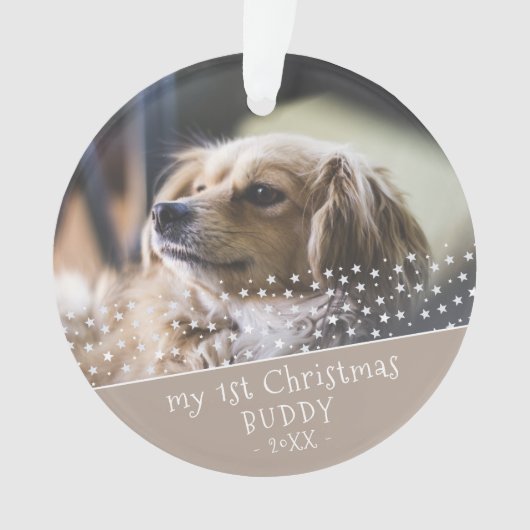 Eerste kerstfeest Dog Pet Photo Keepomwille Orname Ornament (voorkant)