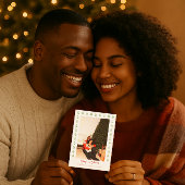 Eerste kerstfeest en gehuwde Passen getrouwd Foto Feestdagenkaart