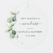 Eerste kerstfeest Eucalyptus Weddag Foto Metalen Ornament (Voorkant)