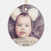 Eerste kerstfeest, Foto Vakantie Keramisch Ornament (Links)