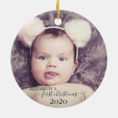 Eerste kerstfeest, Foto Vakantie Keramisch Ornament (Achterkant)
