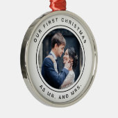 Eerste kerstfeest | Foto zwart-wit Metalen Ornament (Rechts)