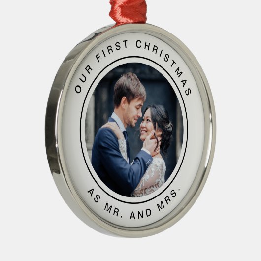 Eerste kerstfeest | Foto zwart-wit Metalen Ornament (Rechts)