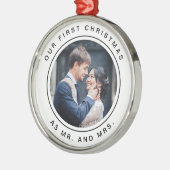 Eerste kerstfeest | Foto zwart-wit Metalen Ornament (Links)