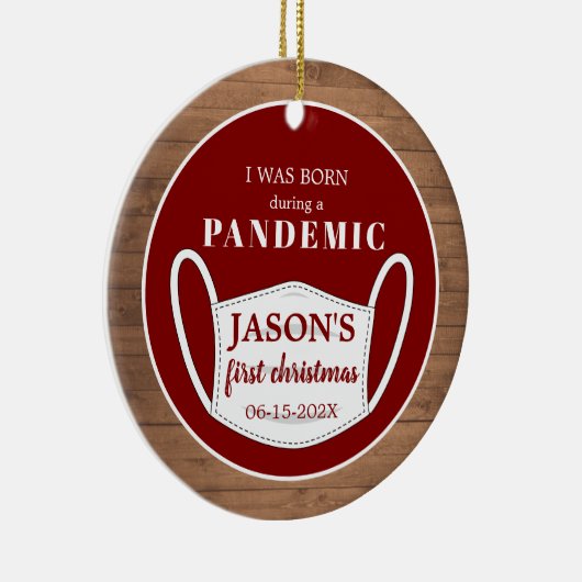 Eerste Kerstfeest geboren in Pandemisch Keramisch Ornament (Rechts)