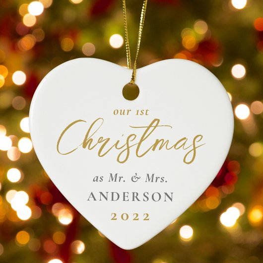 Eerste Kerstfeest gehuwd als de heer Mrs Wedding F Keramisch Ornament