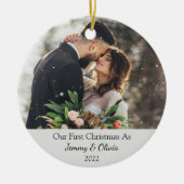Eerste Kerstfeest Gehuwd als fotokeramisch sieraad Keramisch Ornament (Voorkant)