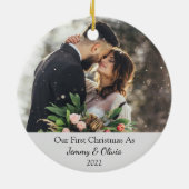 Eerste Kerstfeest Gehuwd als fotokeramisch sieraad Keramisch Ornament (Achterkant)