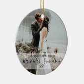 Eerste Kerstfeest Gehuwd als Mr. en mevrouw 2 x PH Keramisch Ornament (Rechts)