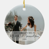 Eerste Kerstfeest Gehuwd als Mr. en mevrouw 2 x PH Keramisch Ornament (Achterkant)