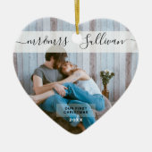 Eerste Kerstfeest Gehuwd als Mr. en mevrouw PHOTO  Keramisch Ornament (Voorkant)