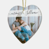 Eerste Kerstfeest Gehuwd als Mr. en mevrouw PHOTO  Keramisch Ornament (Links)