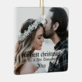 Eerste Kerstfeest Gehuwd als Mr. en mevrouw PHOTO Keramisch Ornament (Rechts)