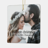 Eerste Kerstfeest Gehuwd als Mr. en mevrouw PHOTO Keramisch Ornament (Links)