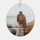 Eerste Kerstfeest Gehuwd als Mr. en mevrouw PHOTO Keramisch Ornament (Links)