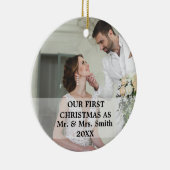 Eerste Kerstfeest Gehuwd als Mr. en mevrouw PHOTO Keramisch Ornament (Rechts)