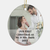 Eerste Kerstfeest Gehuwd als Mr. en mevrouw PHOTO Keramisch Ornament (Links)