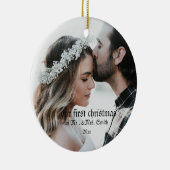 Eerste Kerstfeest Gehuwd als Mr. en mevrouw PHOTO Keramisch Ornament (Rechts)