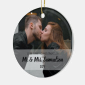 Eerste Kerstfeest Gehuwd als Mr. en mevrouw PHOTO Keramisch Ornament (Links)