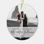 Eerste Kerstfeest Gehuwd als Mr. en mevrouw PHOTO Keramisch Ornament (Links)