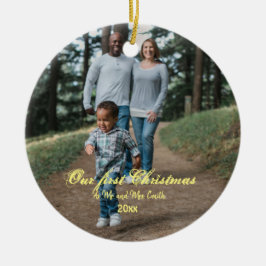 Eerste Kerstfeest Gehuwd als Mr. en mevrouw PHOTO  Keramisch Ornament