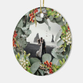 Eerste Kerstfeest Gehuwd als Mr. & Mrs Foto Keramisch Ornament (Links)