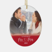 Eerste Kerstfeest Gehuwd als Mr. & Mrs Foto Keramisch Ornament (Rechts)