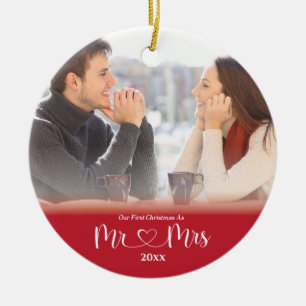 Eerste Kerstfeest Gehuwd als Mr. & Mrs Foto Keramisch Ornament