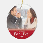 Eerste Kerstfeest Gehuwd als Mr. & Mrs Foto Keramisch Ornament (Links)