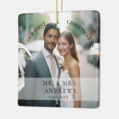 Eerste Kerstfeest Gehuwd als Mr. & Mrs Foto Keramisch Ornament (Links)