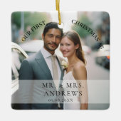 Eerste Kerstfeest Gehuwd als Mr. & Mrs Foto Keramisch Ornament (Voorkant)