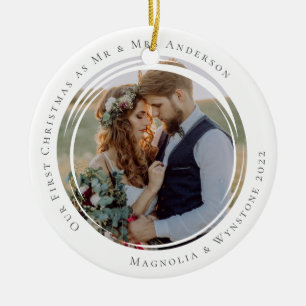 Eerste Kerstfeest Gehuwd als Mr & Mrs Foto Keramisch Ornament